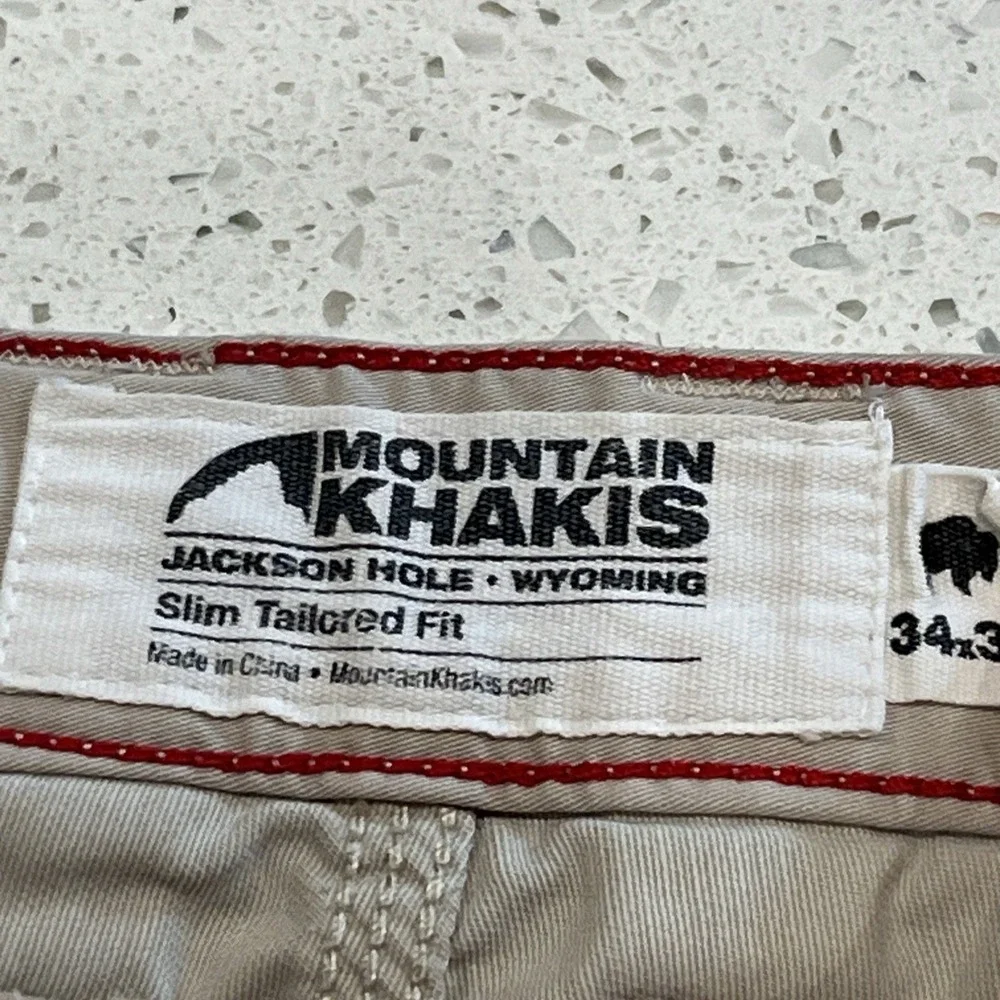 Mountain Khakis Tan Cotton Nylon Stretch Straight Leg Pants Mens 34x34